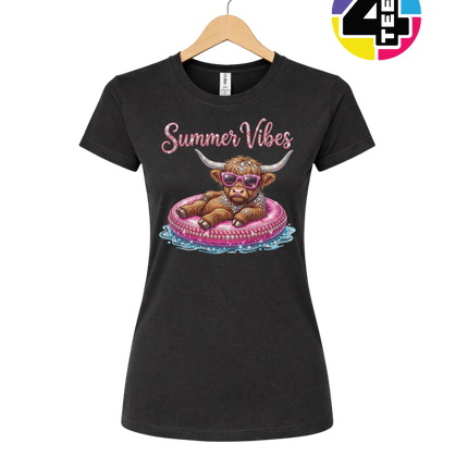 Rhinestone Highland Cow Summer Women's Tee