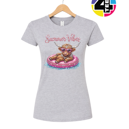 Rhinestone Highland Cow Summer Women's Tee