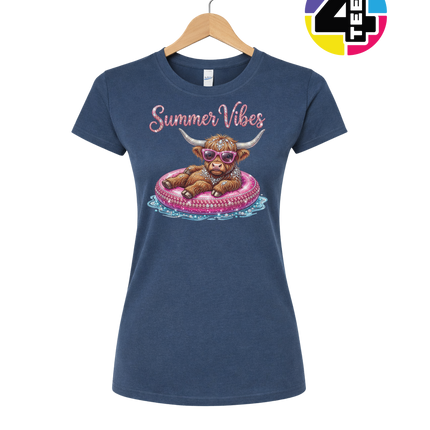 Rhinestone Highland Cow Summer Women's Tee