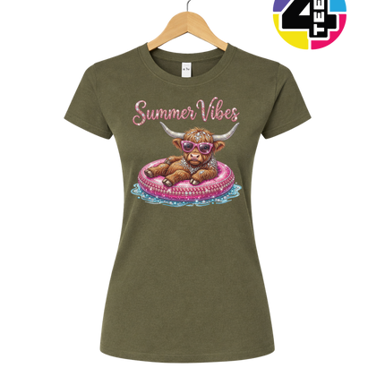 Rhinestone Highland Cow Summer Women's Tee