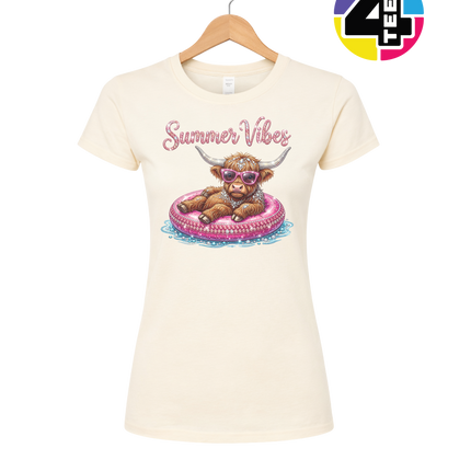 Rhinestone Highland Cow Summer Women's Tee