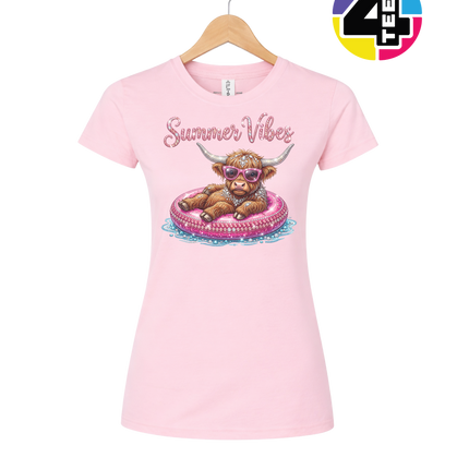Rhinestone Highland Cow Summer Women's Tee