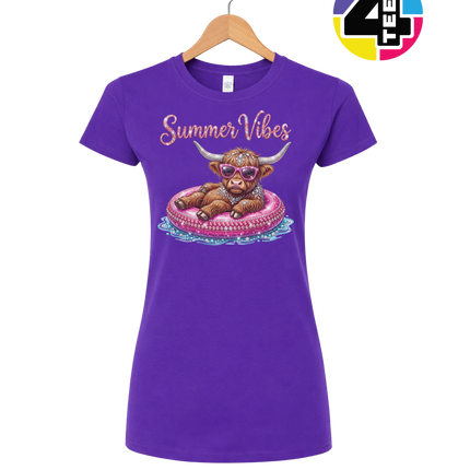Rhinestone Highland Cow Summer Women's Tee