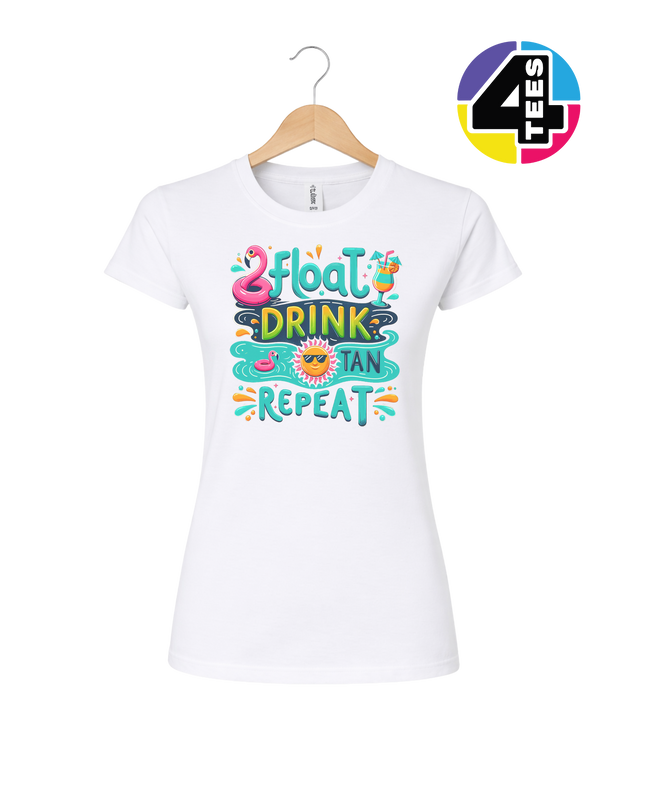 Float, Drink, Tan Repeat Vibes Women's Tee