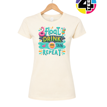 Float, Drink, Tan Repeat Vibes Women's Tee