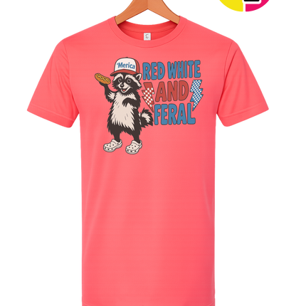 Red, White And Feral Checkered Tee