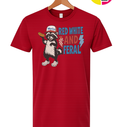 Red, White And Feral Checkered Tee