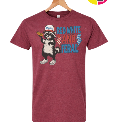 Red, White And Feral Checkered Tee