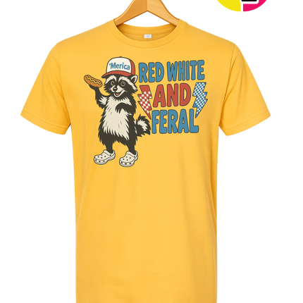 Red, White And Feral Checkered Tee