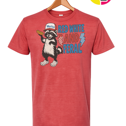 Red, White And Feral Checkered Tee