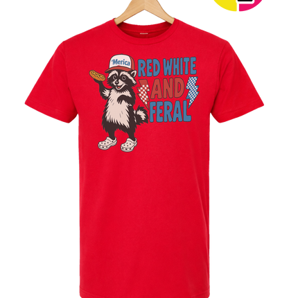 Red, White And Feral Checkered Tee