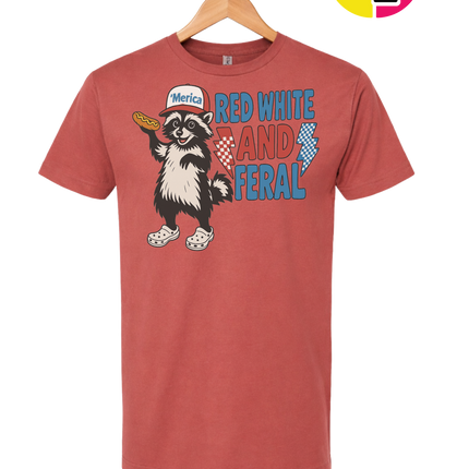 Red, White And Feral Checkered Tee