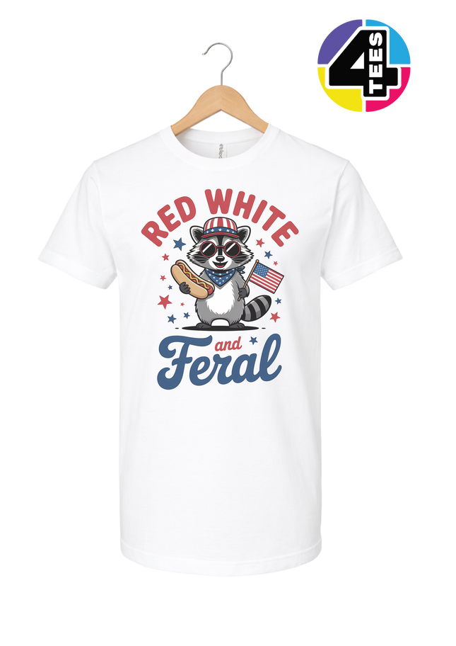 Red White And Feral Retro Tee
