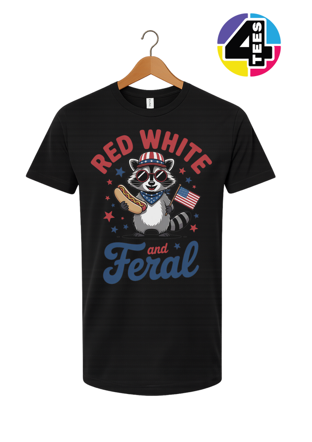 Red White And Feral Retro Tee