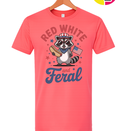 Red White And Feral Retro Tee