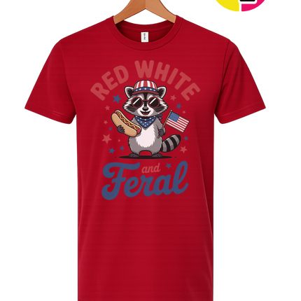 Red White And Feral Retro Tee