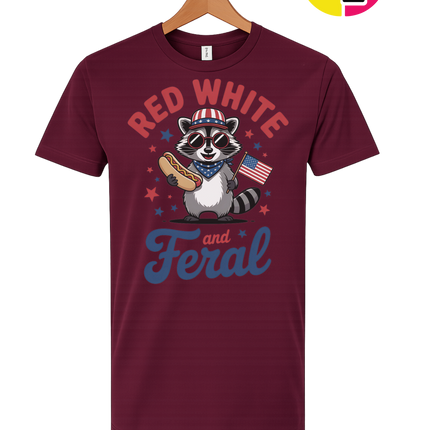 Red White And Feral Retro Tee