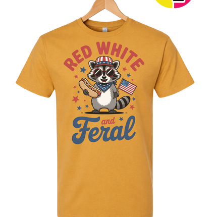 Red White And Feral Retro Tee