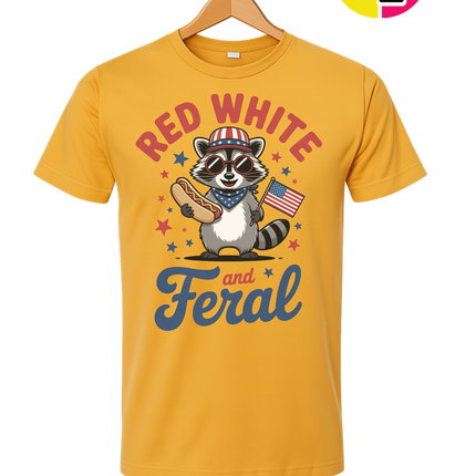 Red White And Feral Retro Tee