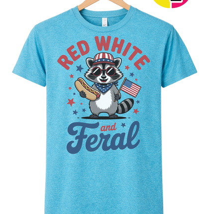 Red White And Feral Retro Tee