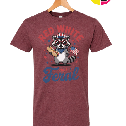 Red White And Feral Retro Tee
