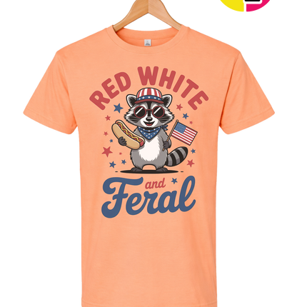 Red White And Feral Retro Tee