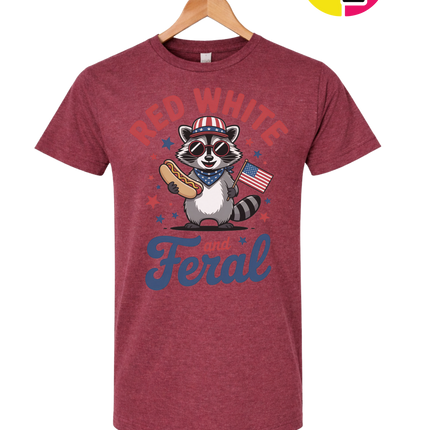 Red White And Feral Retro Tee