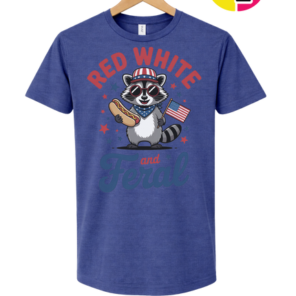 Red White And Feral Retro Tee