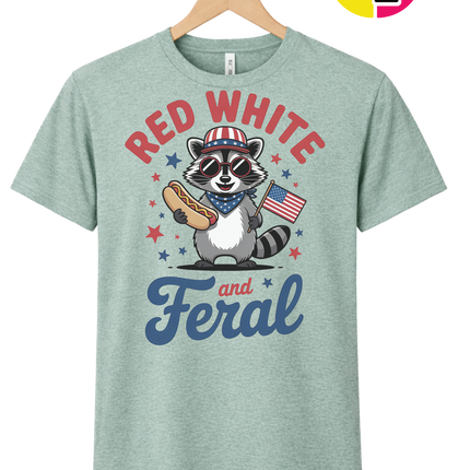 Red White And Feral Retro Tee