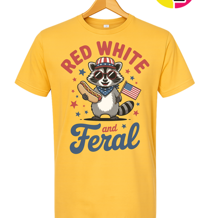 Red White And Feral Retro Tee