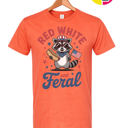 Red White And Feral Retro Tee