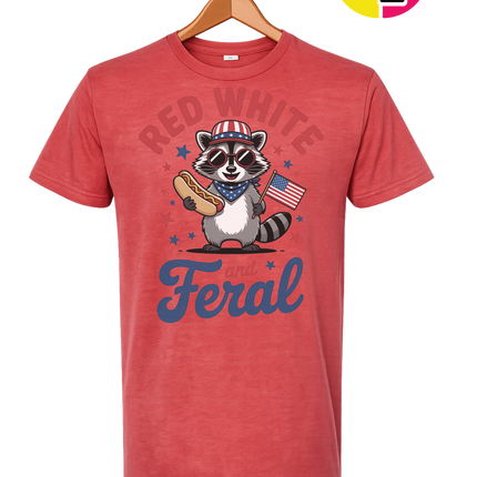 Red White And Feral Retro Tee