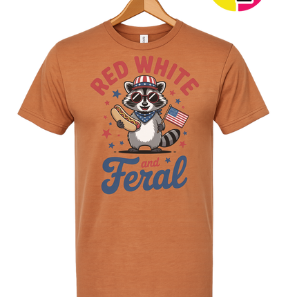 Red White And Feral Retro Tee