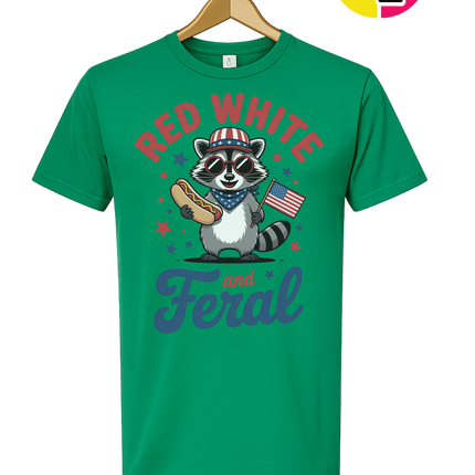 Red White And Feral Retro Tee
