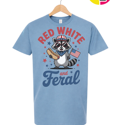 Red White And Feral Retro Tee