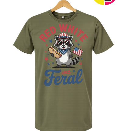 Red White And Feral Retro Tee