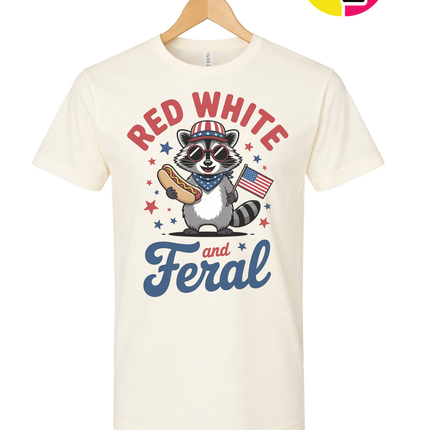 Red White And Feral Retro Tee