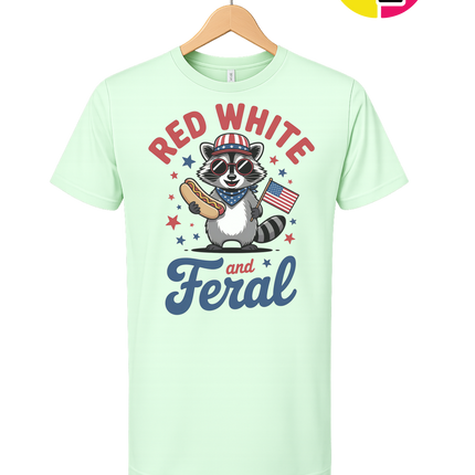 Red White And Feral Retro Tee