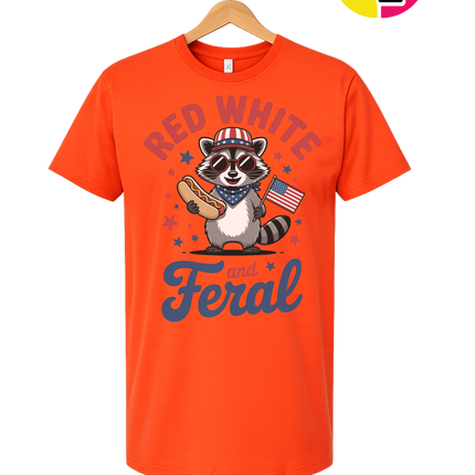Red White And Feral Retro Tee