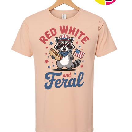 Red White And Feral Retro Tee
