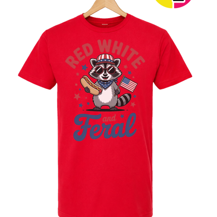 Red White And Feral Retro Tee