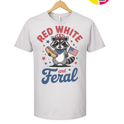 Red White And Feral Retro Tee