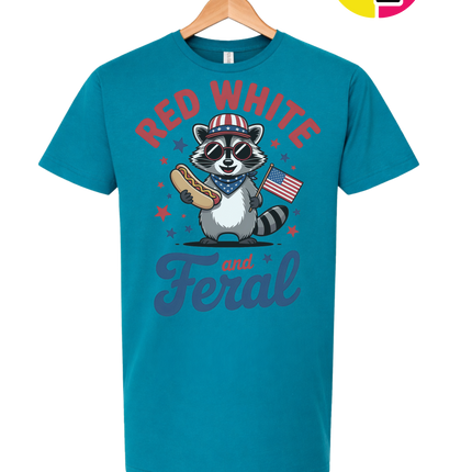 Red White And Feral Retro Tee