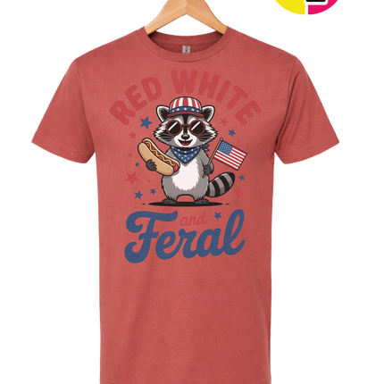 Red White And Feral Retro Tee