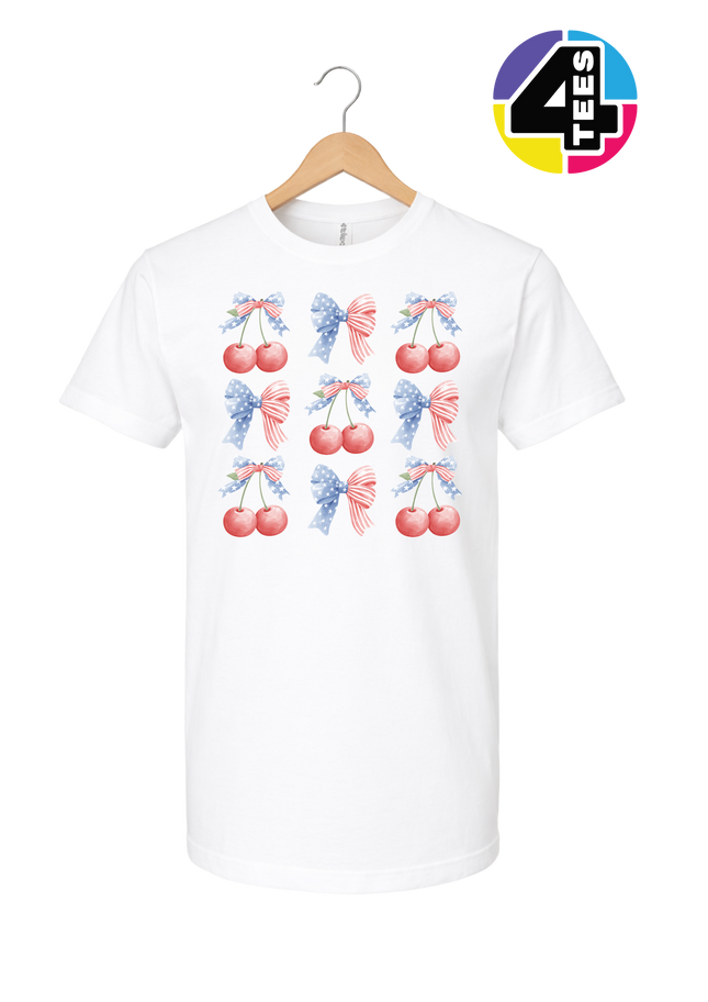 Red White & Blue Cherries Tee