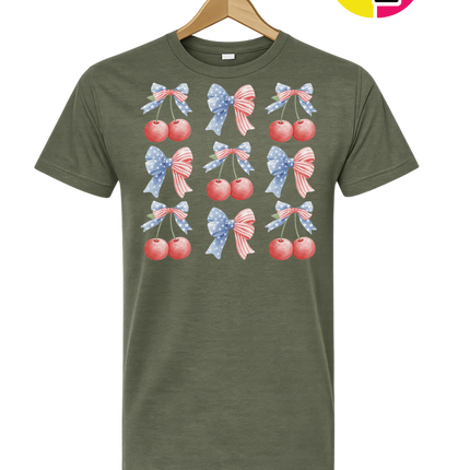 Red White & Blue Cherries Tee