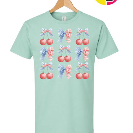 Red White & Blue Cherries Tee