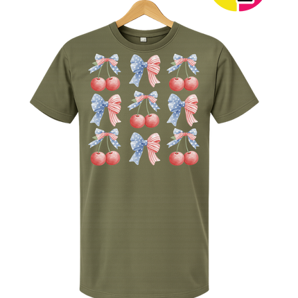 Red White & Blue Cherries Tee