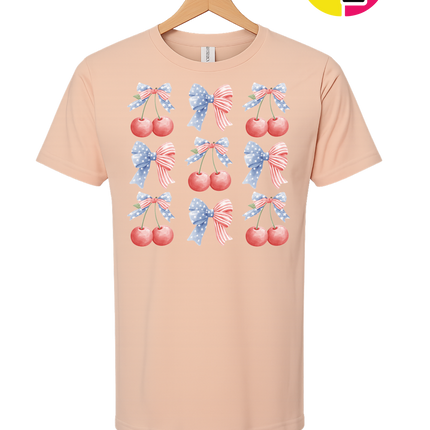 Red White & Blue Cherries Tee