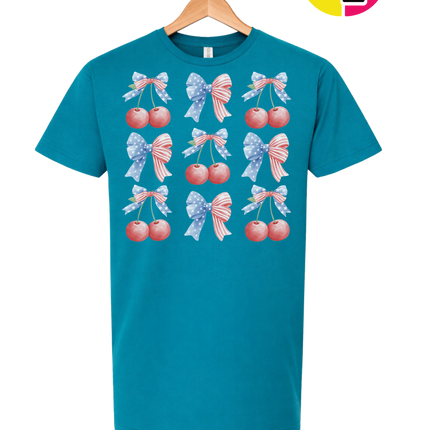 Red White & Blue Cherries Tee